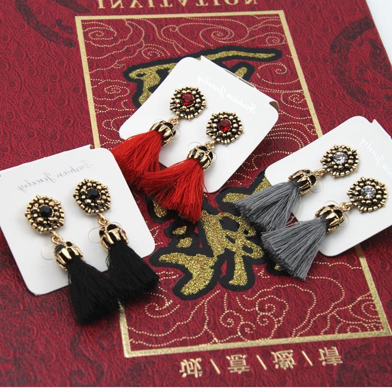 Tassel Earrings Boho Bohemian Long Silk