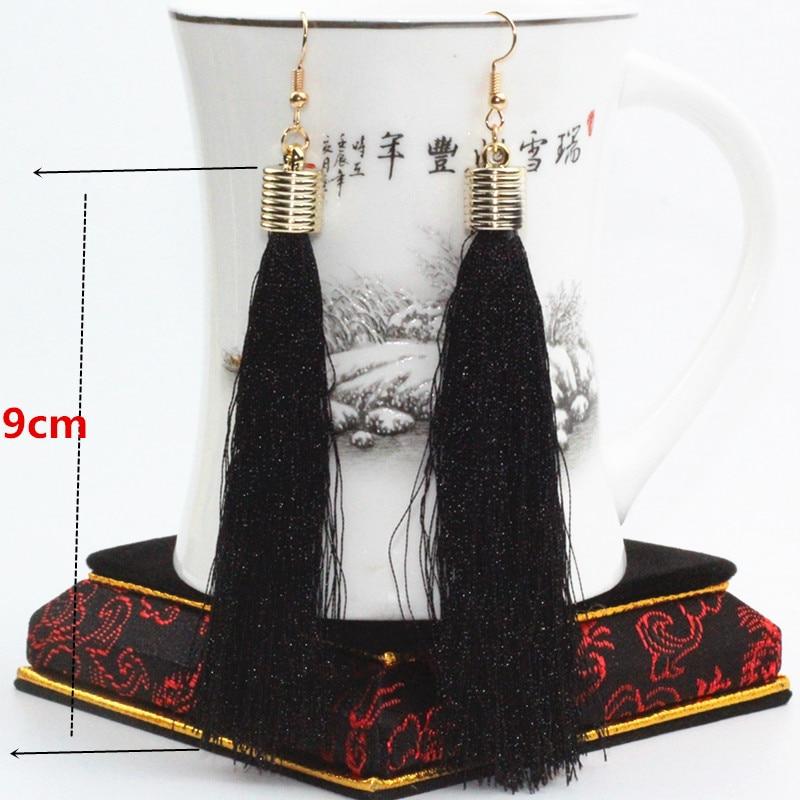 Tassel Earrings Boho Bohemian Long Silk
