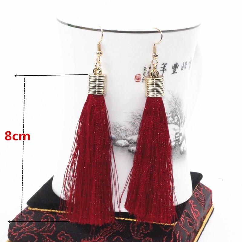 Tassel Earrings Boho Bohemian Long Silk