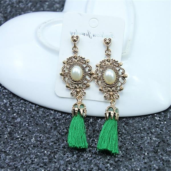 Tassel Earrings Boho Bohemian Long Silk