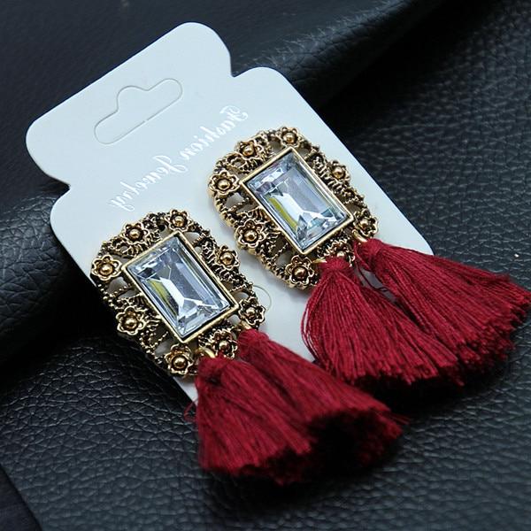 Tassel Earrings Boho Bohemian Long Silk