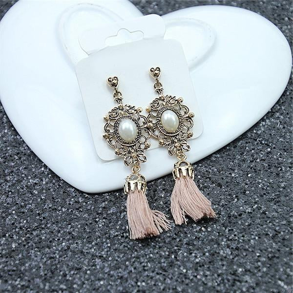 Tassel Earrings Boho Bohemian Long Silk