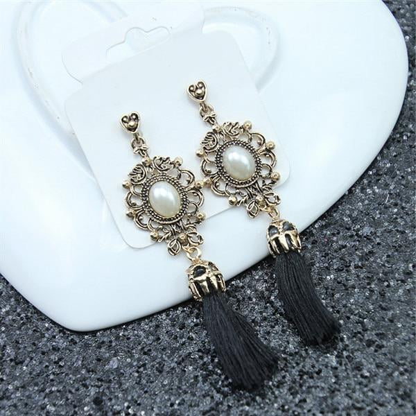 Tassel Earrings Boho Bohemian Long Silk