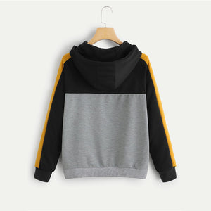 Color Block Raglan Sleeve Hoodie Women