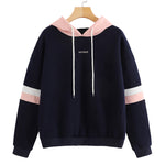 Load image into Gallery viewer, Navy Contrast Panel Drawstring Hoodie
