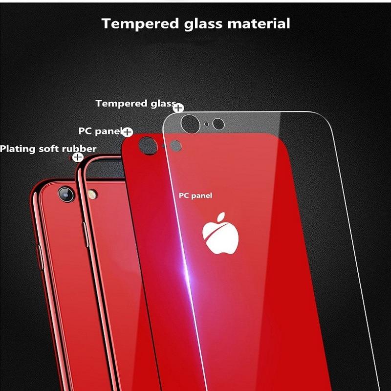Anti Shock Mirror Tempered Glass Phone Cases for iPhone XS Max XR X 10 Soft TPU Edge Hard PC Cover for iPhone 8 7 6 6s Plus Capa