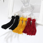 Load image into Gallery viewer, Handmade Tassel Earrings 2018 Trendy Black Red Yellow Green Long Dangles Ear Broncos Silk Fringed
