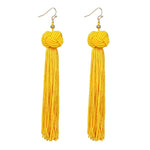Load image into Gallery viewer, Handmade Tassel Earrings 2018 Trendy Black Red Yellow Green Long Dangles Ear Broncos Silk Fringed
