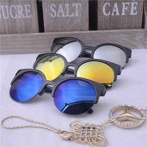 Super Round Circle Glasses Cat Eye Women's Sunglasses