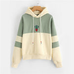 Load image into Gallery viewer, Drawstring Color Block Cactus Embroidered Hoodie

