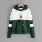 Load image into Gallery viewer, Drawstring Color Block Cactus Embroidered Hoodie
