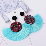 Load image into Gallery viewer, assel earrings bohemian statement luxury long earring
