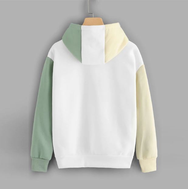 Colorblock Graphic Embroidered Contrast Hoodie