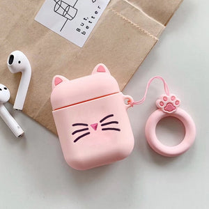 Cute Cat Cartoon with Lovely lanyard Case For airpods