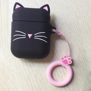 Cute Cat Cartoon with Lovely lanyard Case For airpods