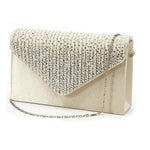 Load image into Gallery viewer, Large Evening Satin Bridal Diamante Clutch Bag
