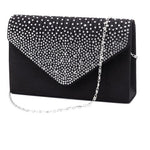 Load image into Gallery viewer, Large Evening Satin Bridal Diamante Clutch Bag
