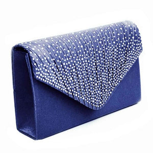 Large Evening Satin Bridal Diamante Clutch Bag