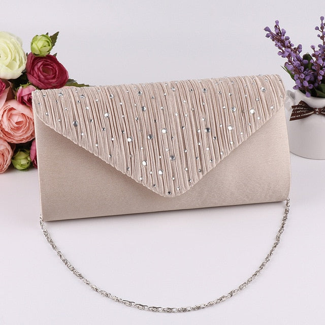 Shiny Clutch Bag With Chain