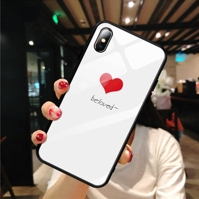 Pattern Stained Tempered Glass Case For iPhone