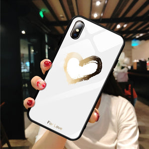 Pattern Stained Tempered Glass Case For iPhone