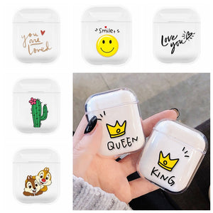 Lovely Heart Painted Transparent Hard PC Cases For AirPods