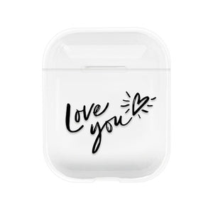 Lovely Heart Painted Transparent Hard PC Cases For AirPods