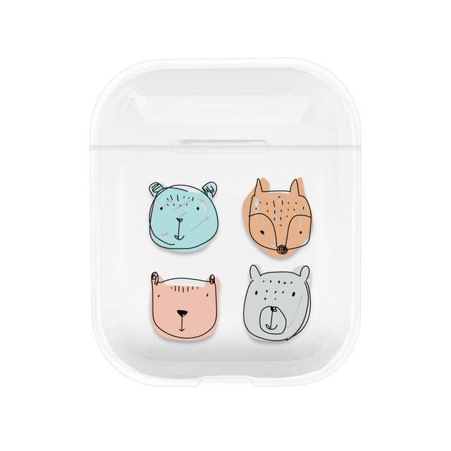 Lovely Heart Painted Transparent Hard PC Cases For AirPods