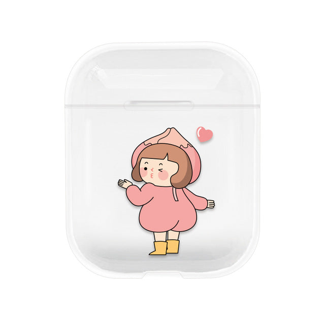 Lovely Heart Painted Transparent Hard PC Cases For AirPods
