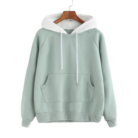 Green Patchwork Hoodie Women