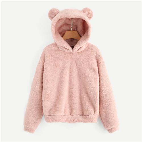 Pink Preppy Lovely With Bears Ears Hoodie