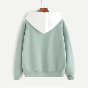 Green Patchwork Hoodie Women